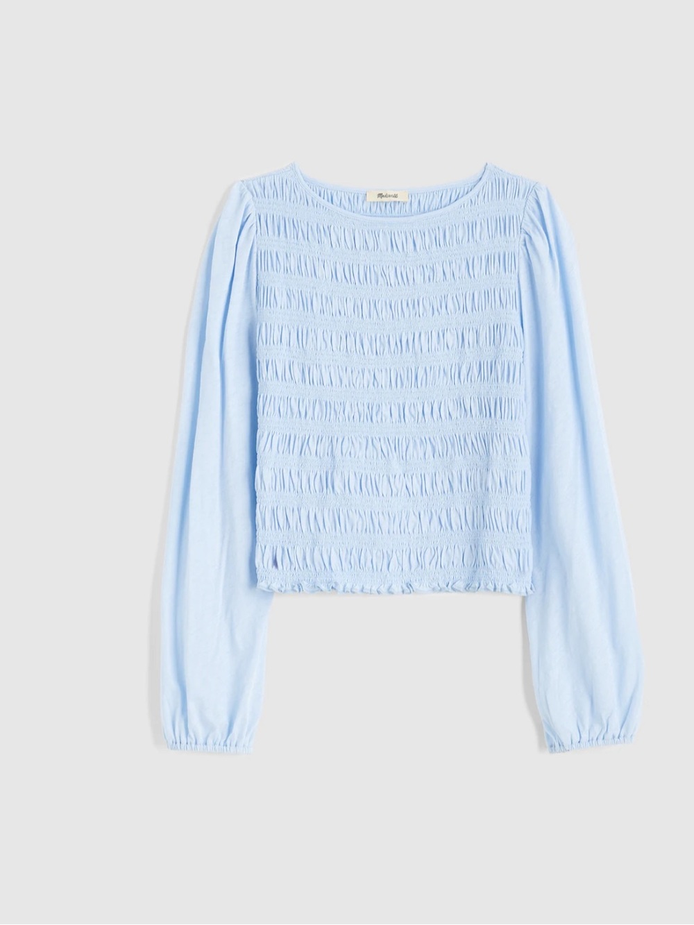 Light Blue Smocked Long-Sleeve Women's Top